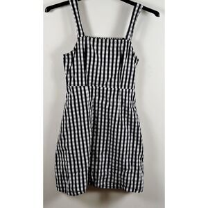 Ava Black White Gingham Sleeveless Dress Pockets Side zip 25 in Length